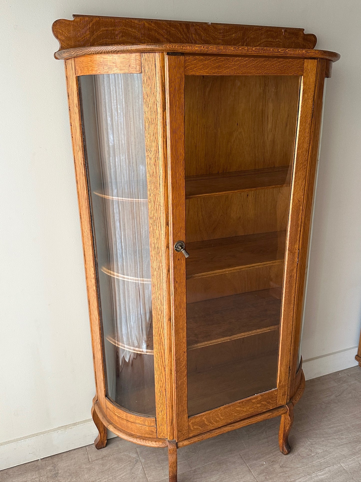 Oak curio cabinet