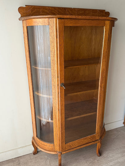 Oak curio cabinet