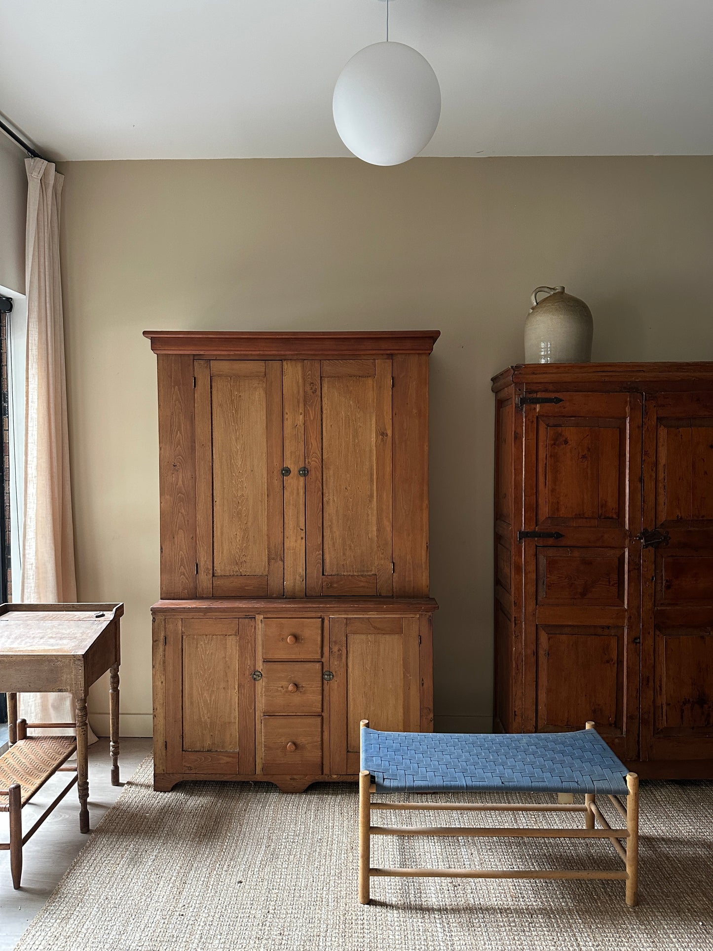 19th c. pine stepback cupboard