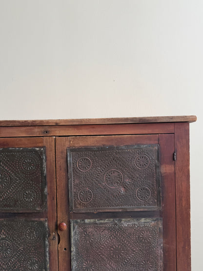 Poplar punched tin cupboard