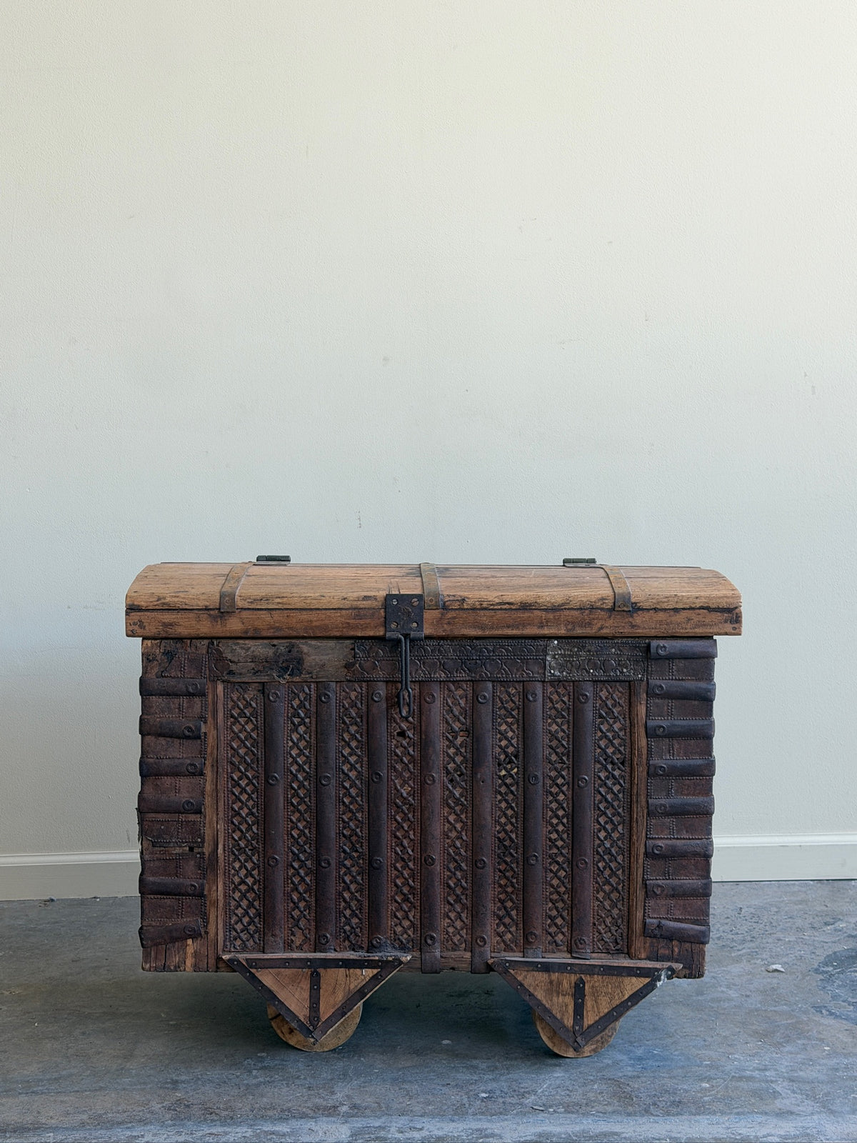 Indian dowry chest with iron hardware