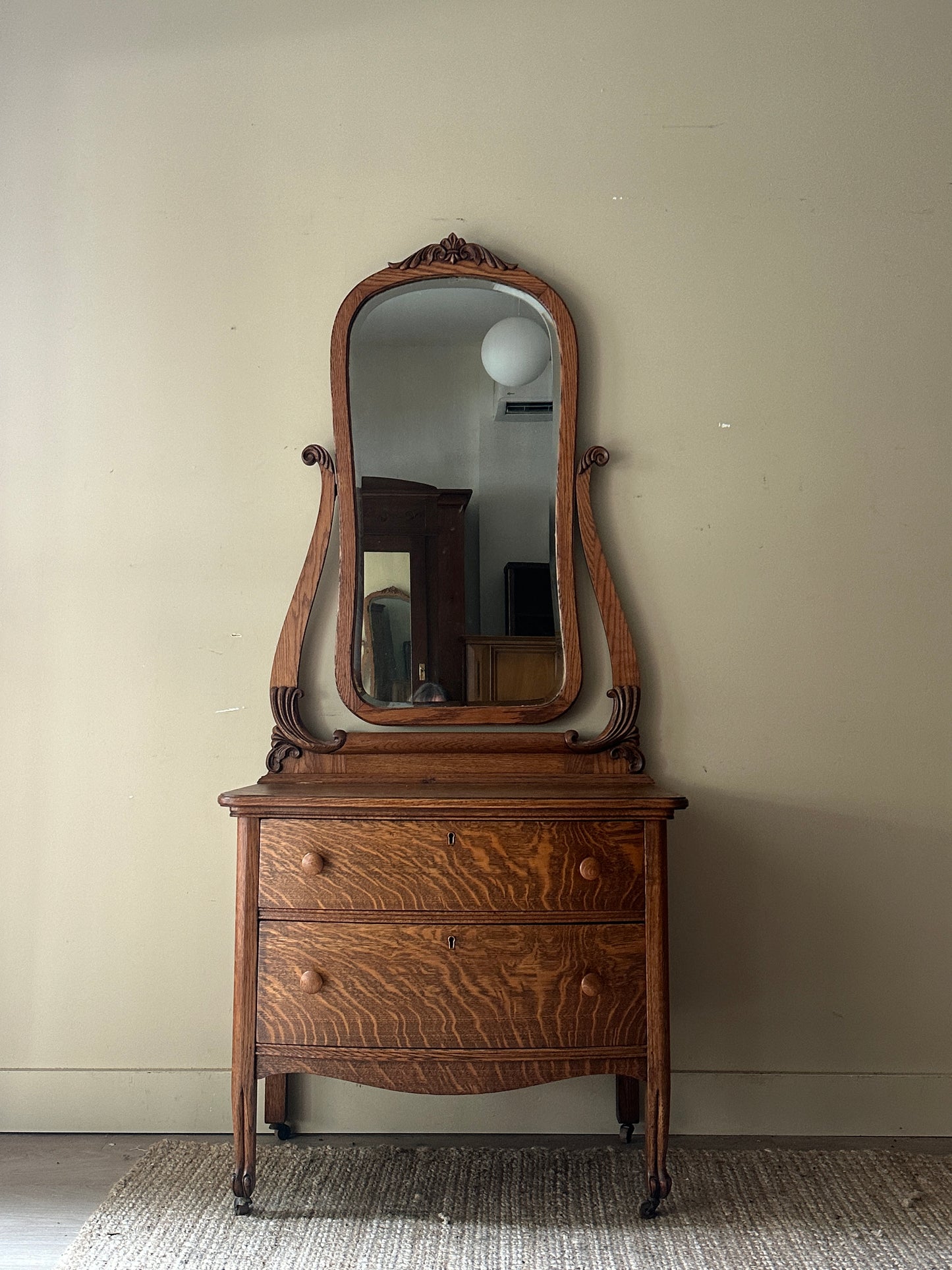 Oak vanity dresser