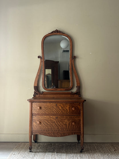 Oak vanity dresser