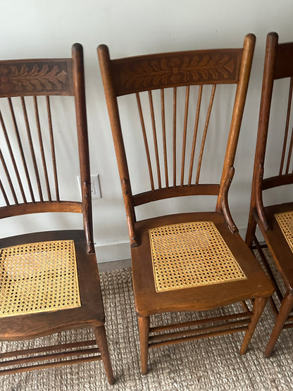 Victorian cane seat chairs. Sold individually.