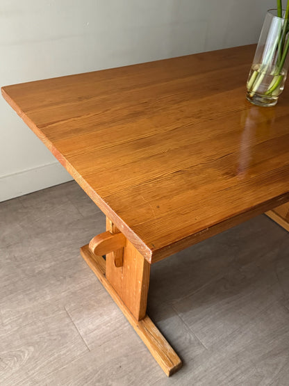 Danish pine trestle dining table