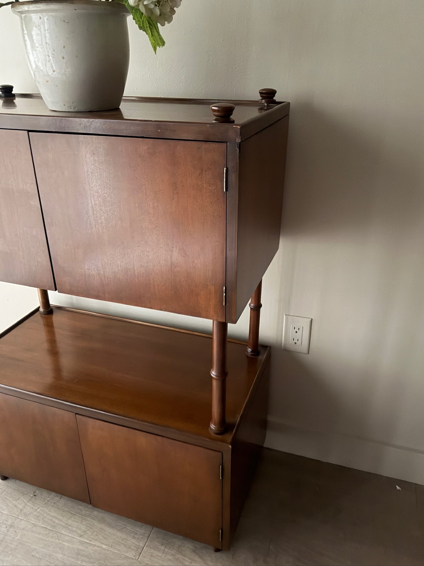 Two-tier walnut cabinet