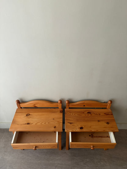 Swedish pine nightstands. Sold as a pair.