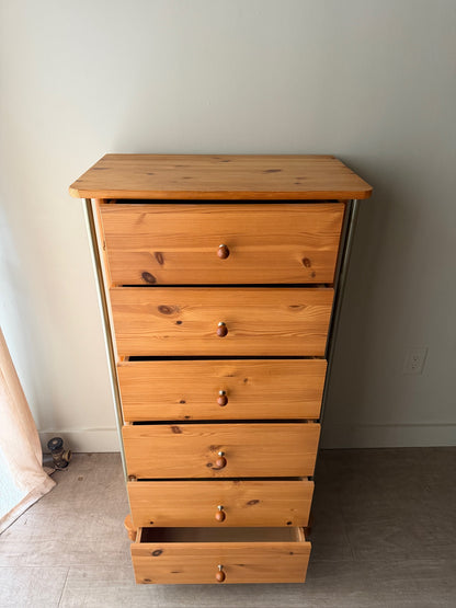 Scandinavian pine tallboy dresser