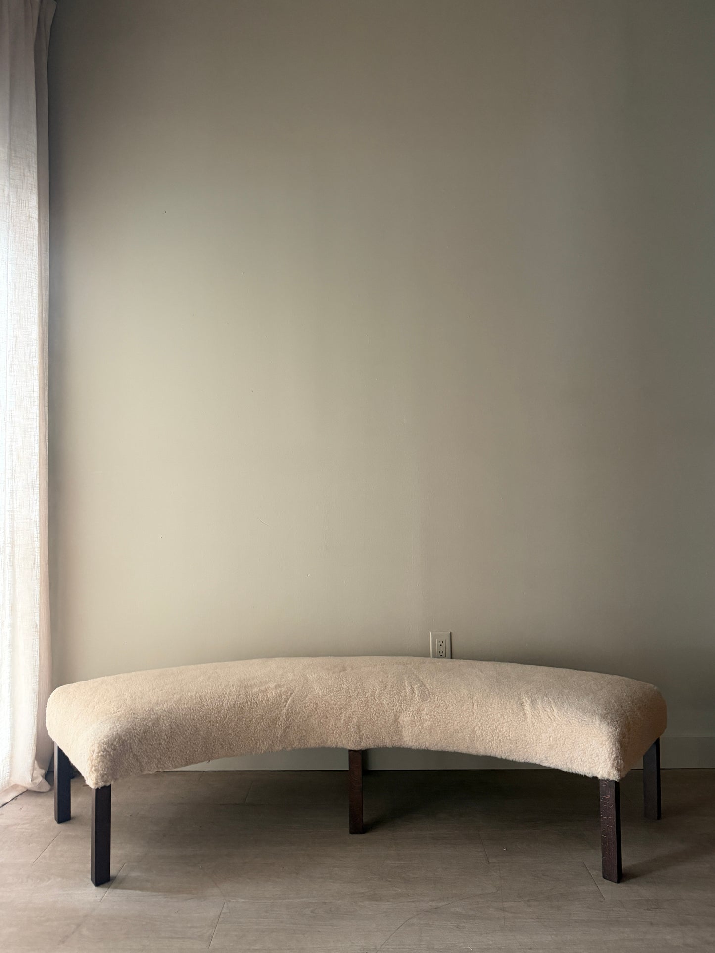 Danish lambswool & beech curved bench