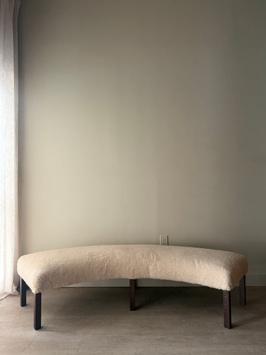 Danish lambswool & beech curved bench