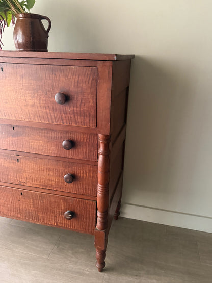 Pennsylvania Sheraton cherry & tiger maple dresser