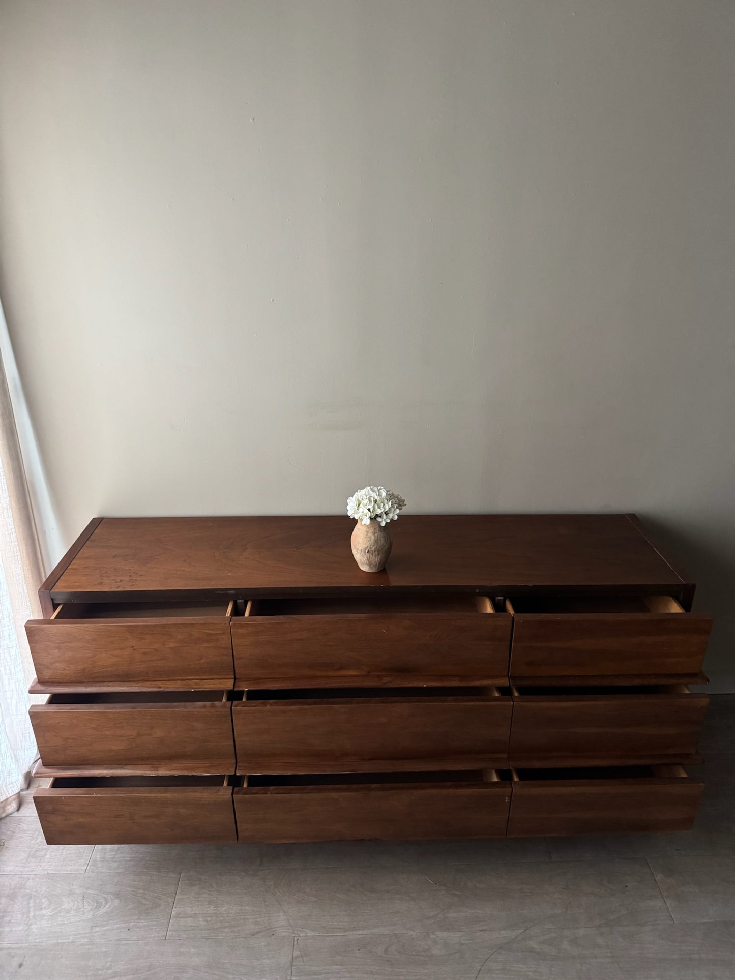 Walnut 9 drawer dresser