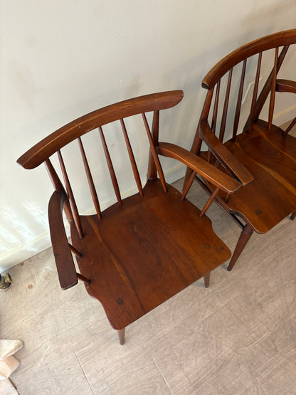 Cherry spindle dining chairs with arms. Set of 2.