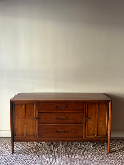 Walnut, brass knob credenza