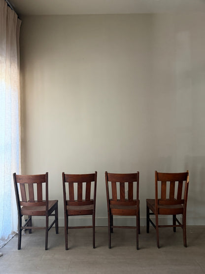 Mission oak dining chairs. Sold as a set of 4.