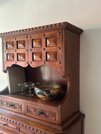 Carved oak hutch