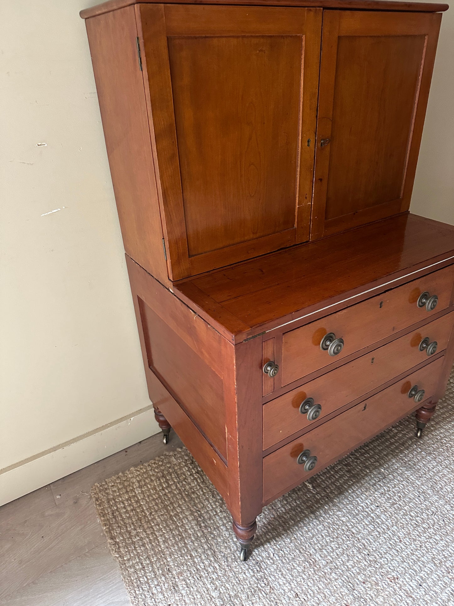Pine secretary hutch