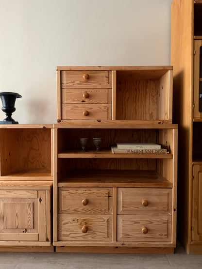 5 piece Scandinavian pine modular shelving unit