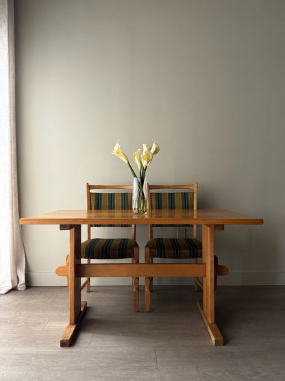Danish pine trestle dining table