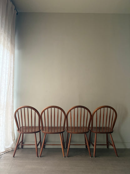 Danish teak hoop-back Windsor dining chairs. Sold in pairs.
