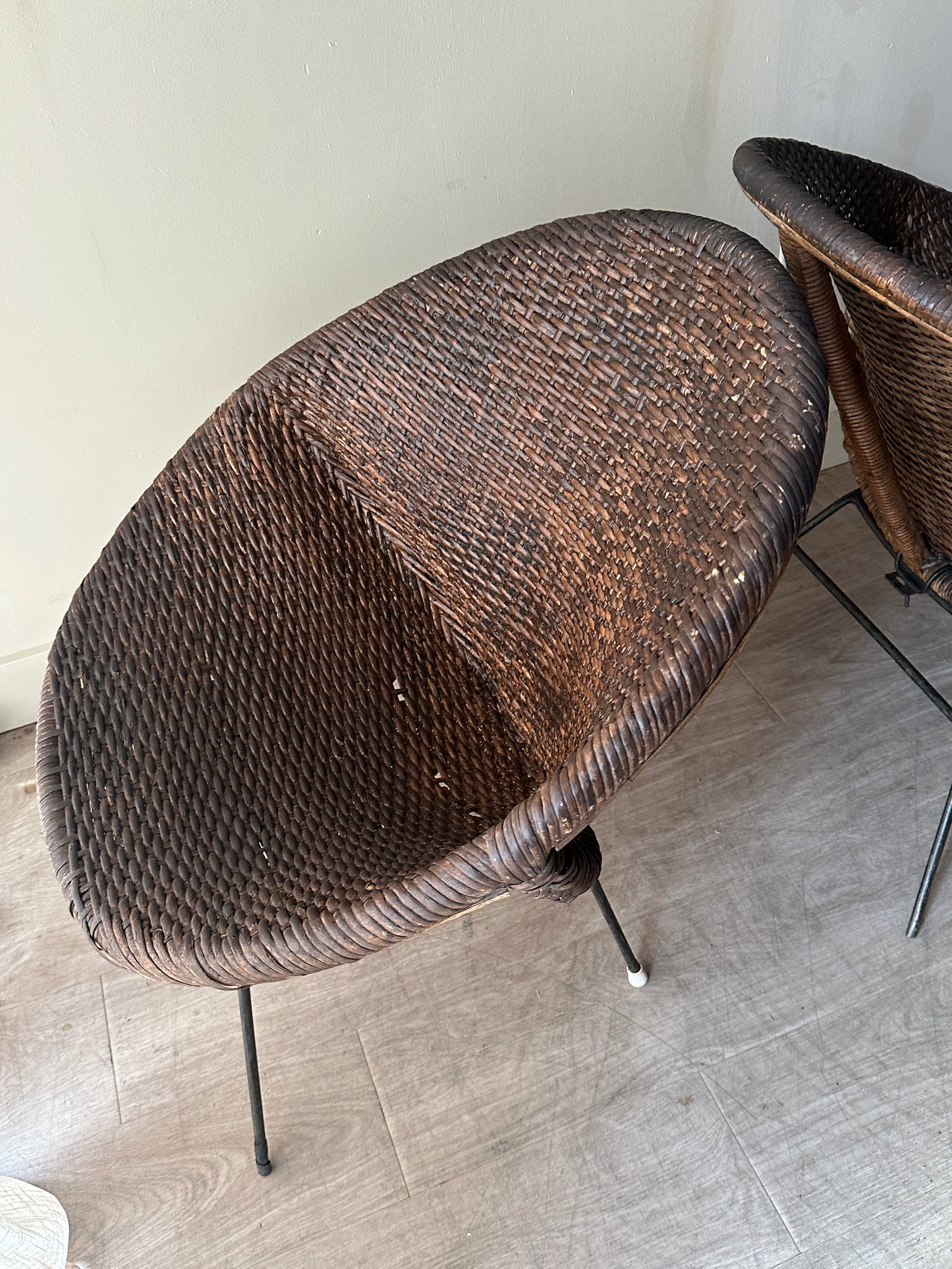 Woven rattan hoop chairs. Sold individually.