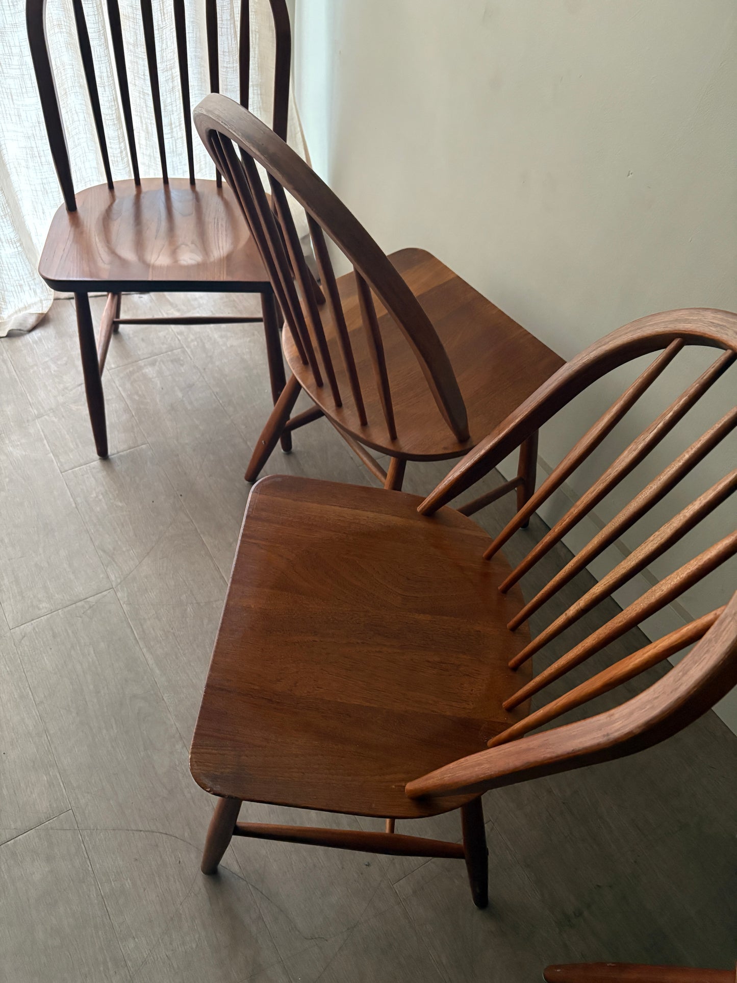 Danish teak hoop-back Windsor dining chairs. Sold in pairs.