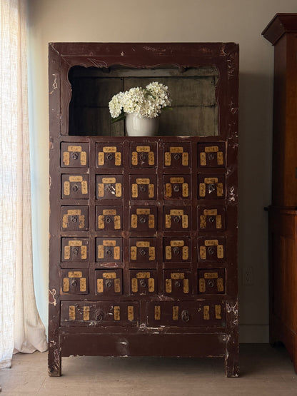 Chinese lacquered apothecary cabinet