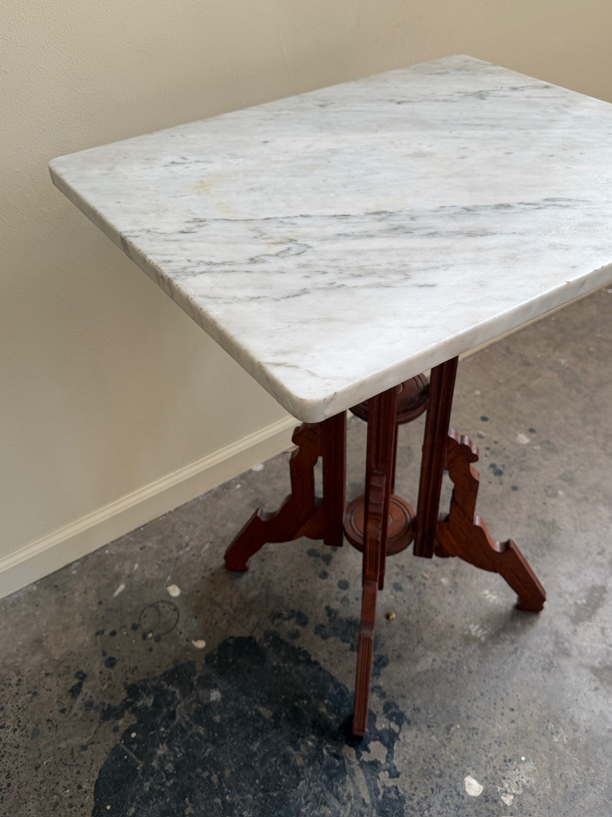 Victorian marble top walnut side table