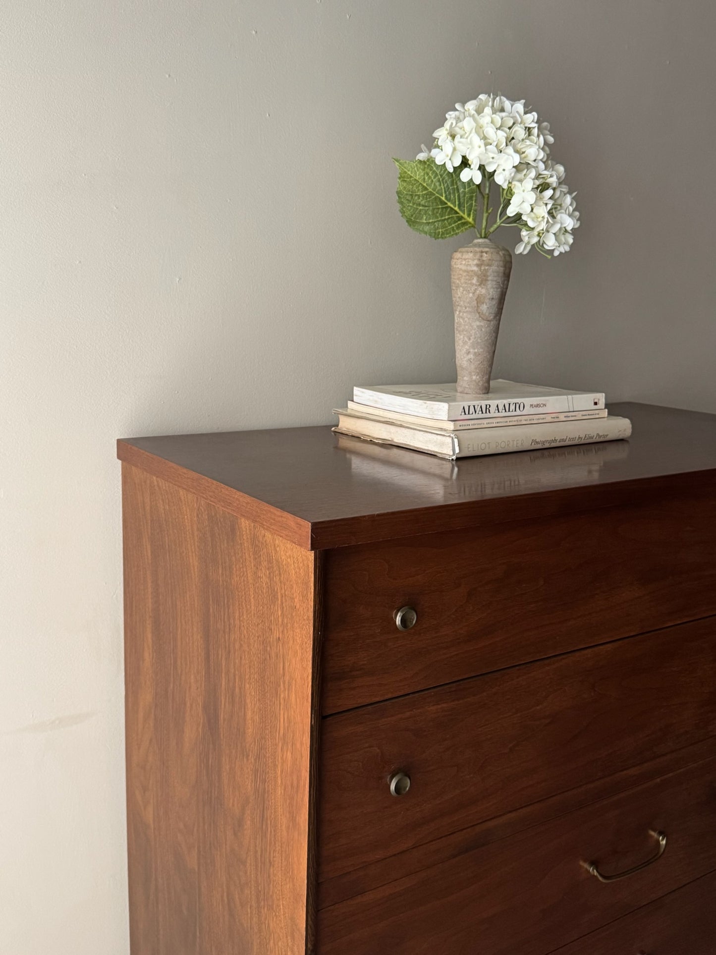 Walnut tallboy dresser