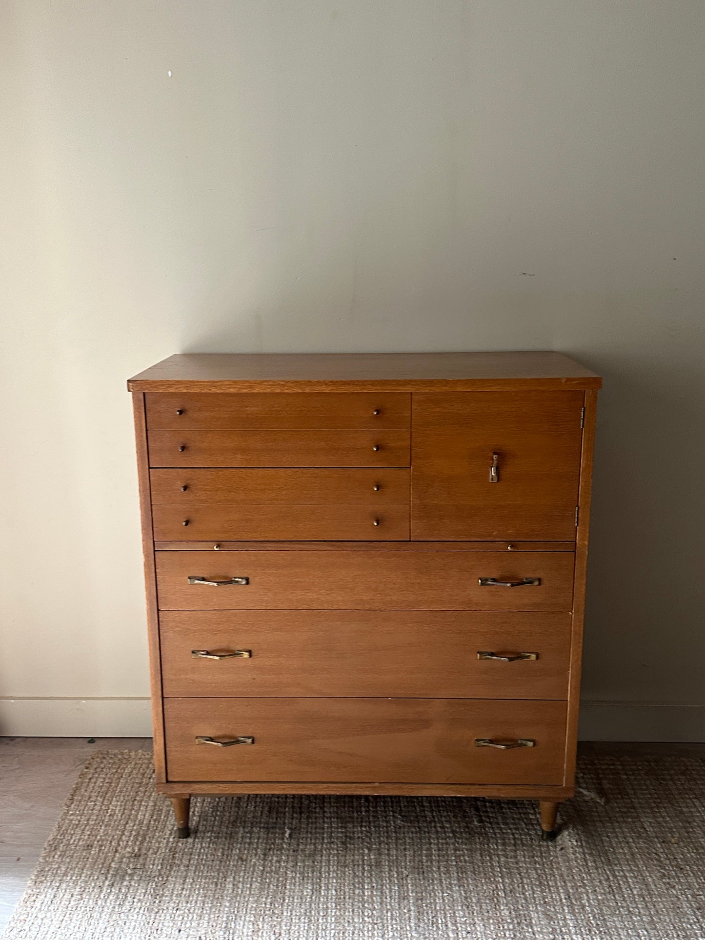 Walnut Tallboy with brass handles