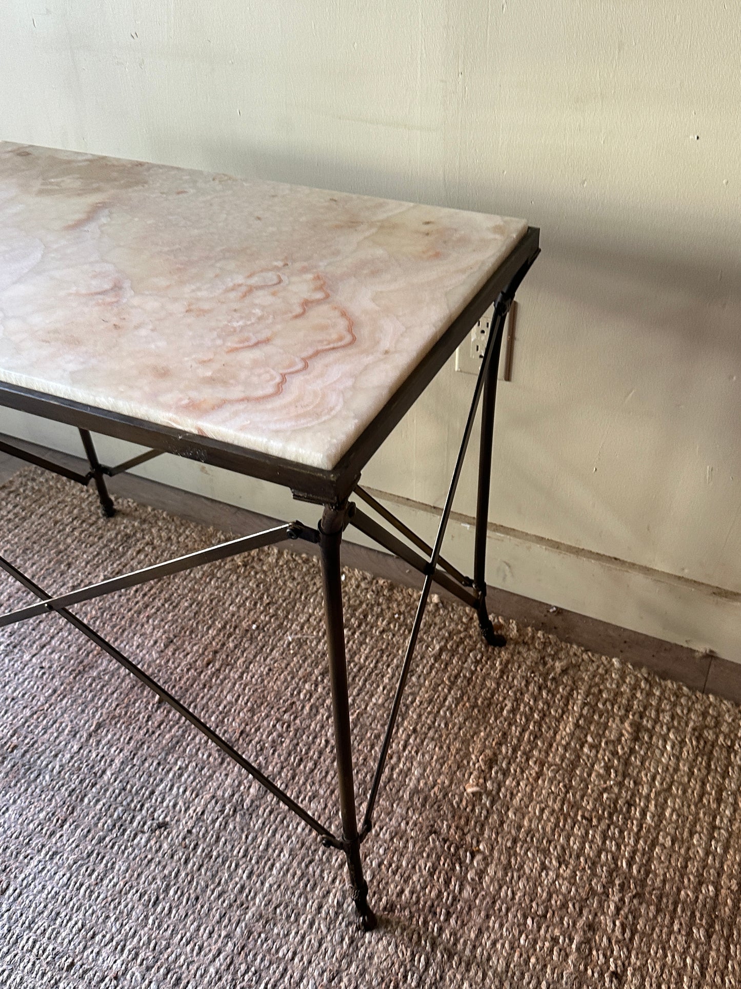 Onyx and wrought iron side table