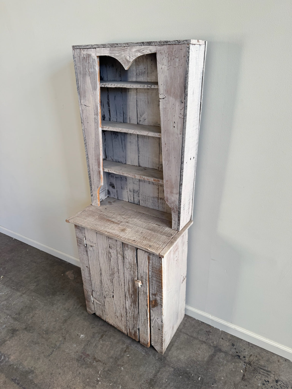 White painted pine stepback cupboard