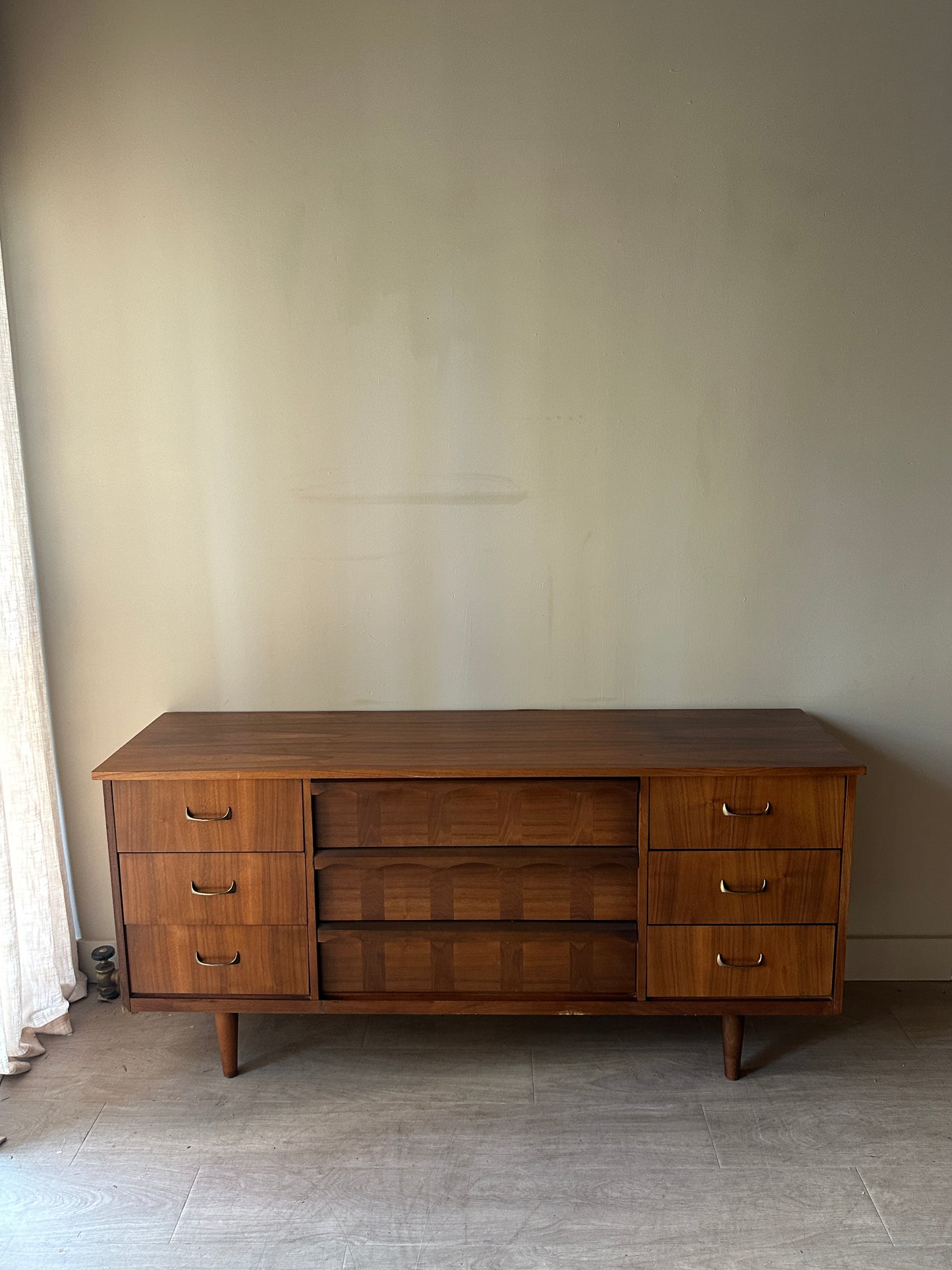 Walnut inlay 9 drawer dresser