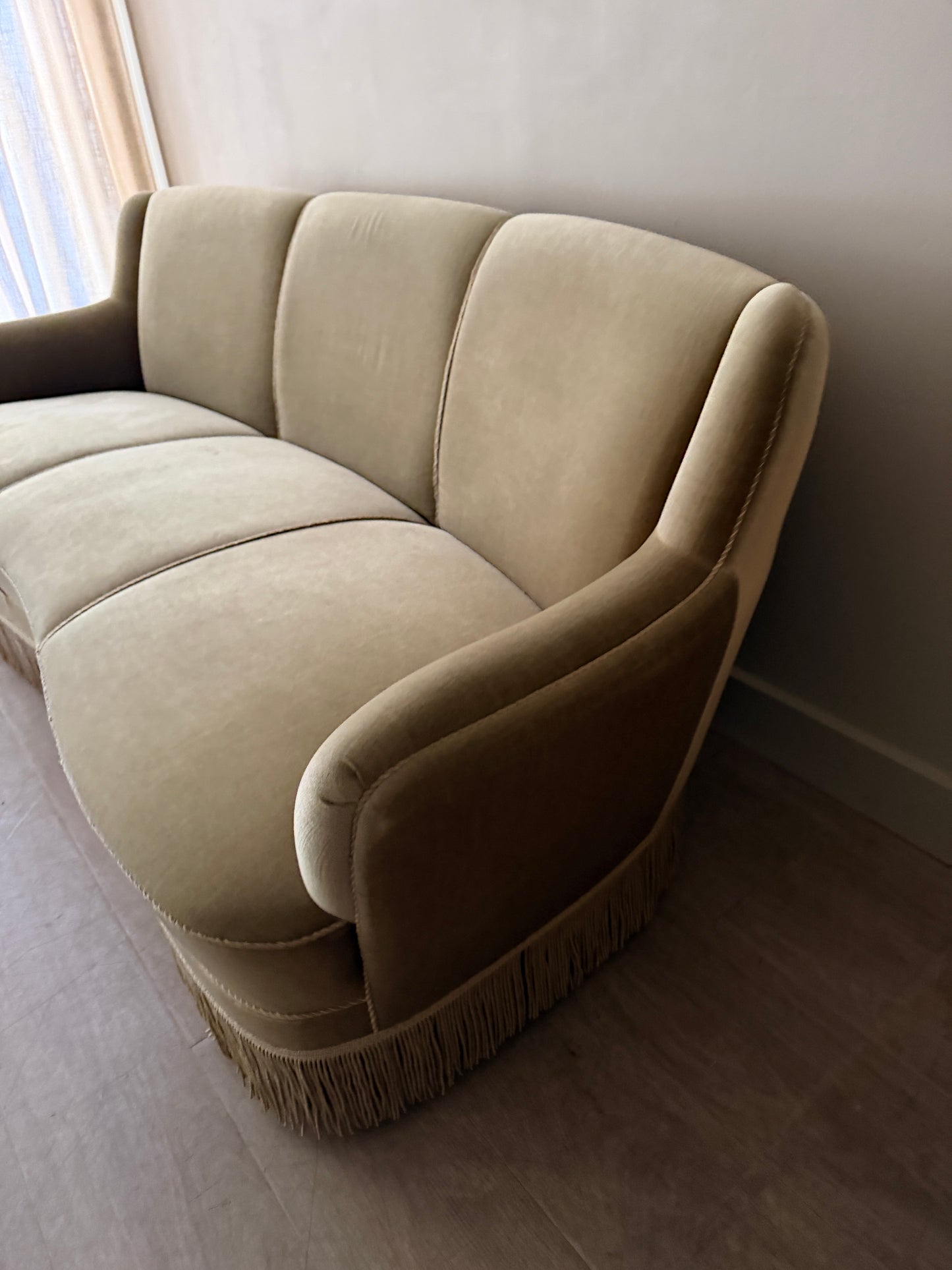 Danish sage velvet sofa