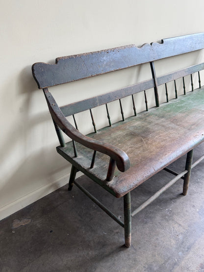 Pennsylvania green painted pine bench