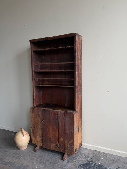 Painted pine pewter cupboard