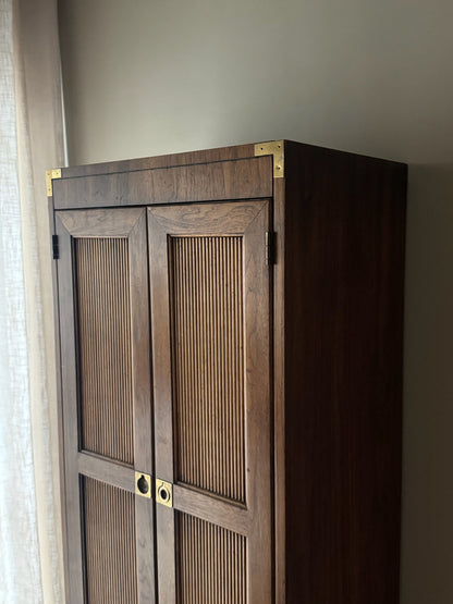 Walnut campaign linen press