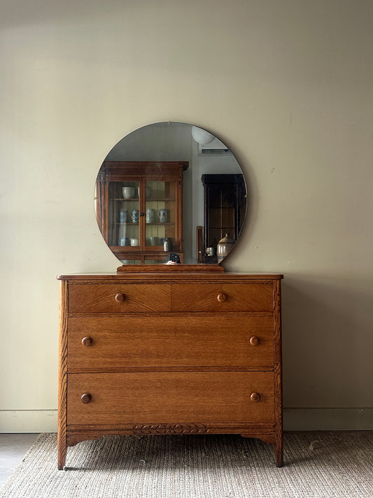 Oak dresser with vanity mirror