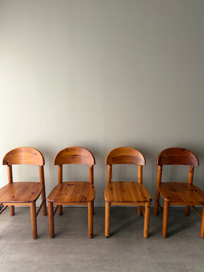Rainer Daumiller pine dining chairs. Sold in sets of 4.