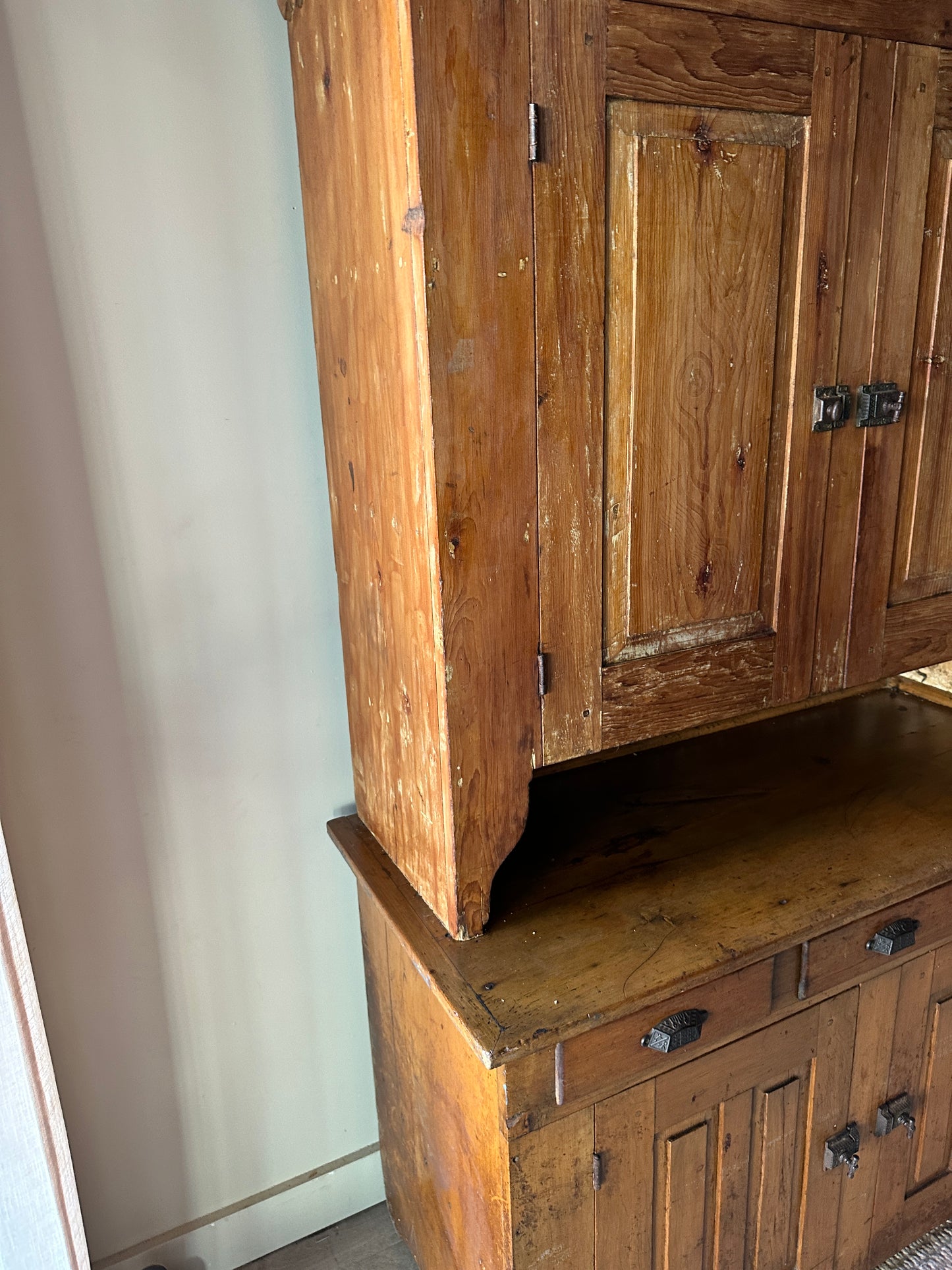 Two piece pine hutch
