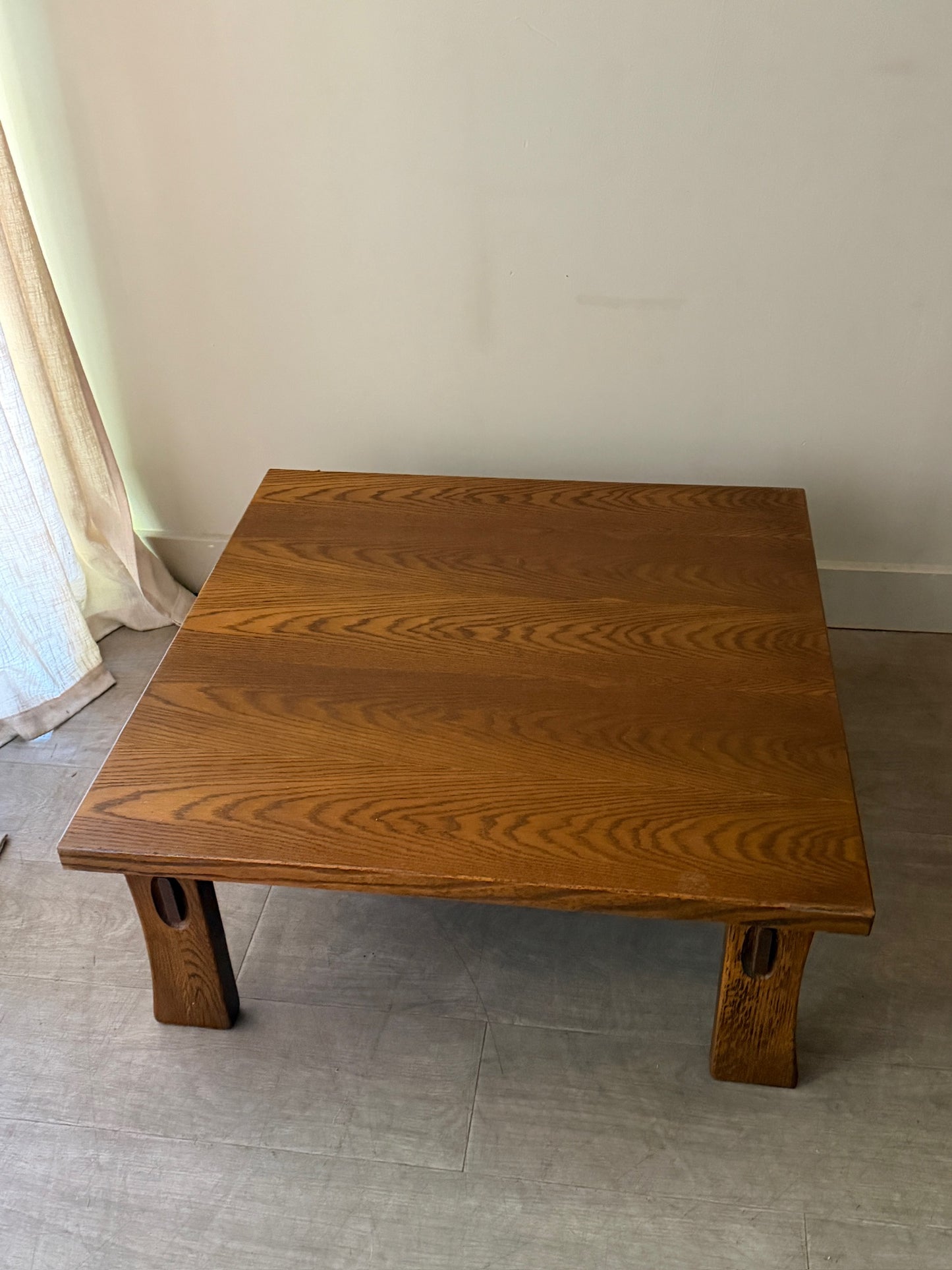 Carl Straub brutalist oak coffee table