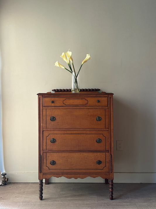 Maple spindle leg tallboy