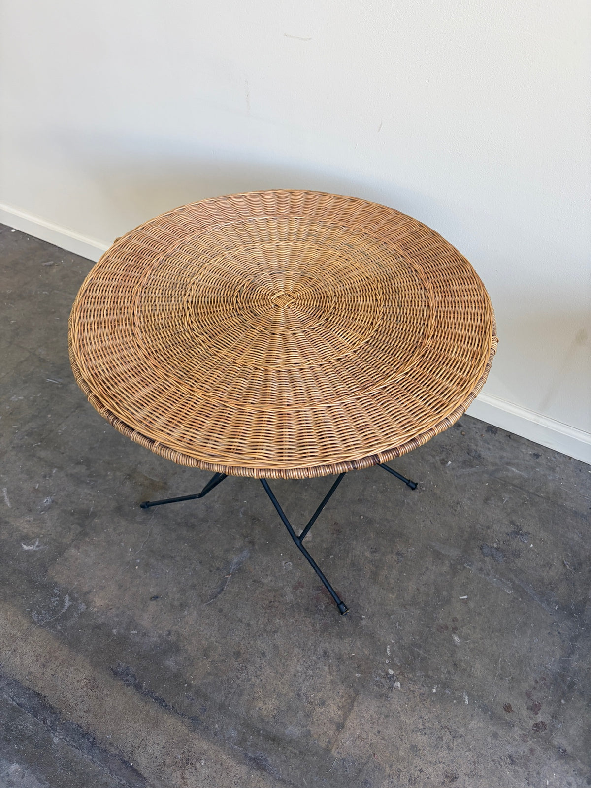 Wicker and Metal Folding Cocktail Table