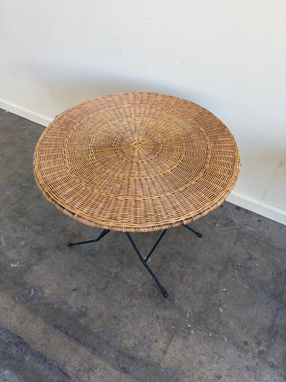 Wicker and Metal Folding Cocktail Table