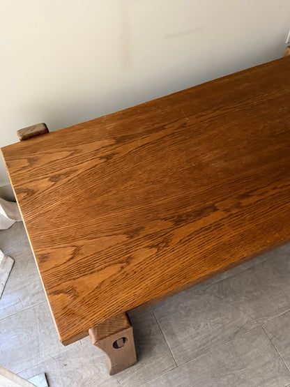 Carl Straub brutalist oak coffee table