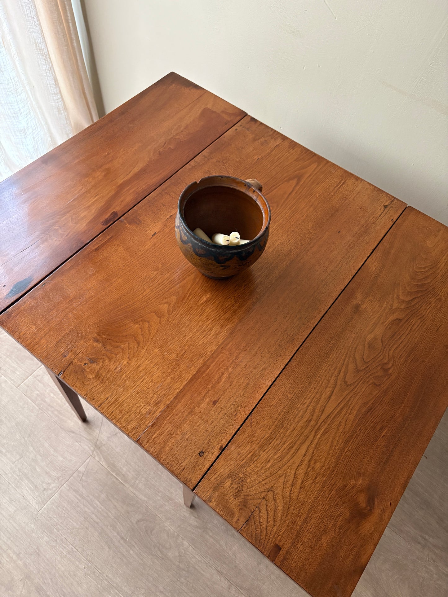 Inlaid walnut drop leaf table