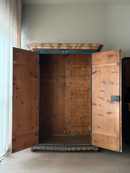 Northern European painted pine wardrobe