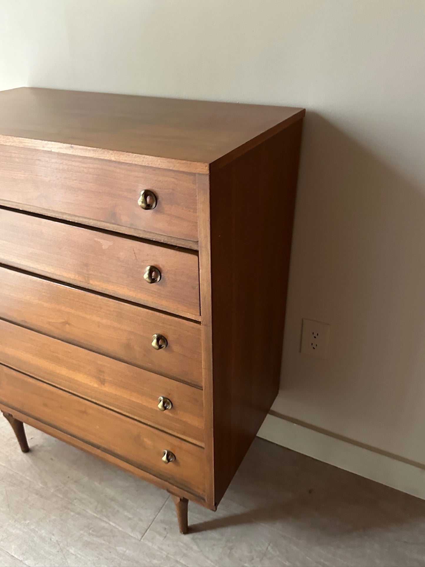 Walnut dresser with brass handles