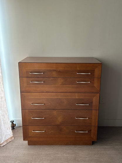 Walnut dresser with chrome handles
