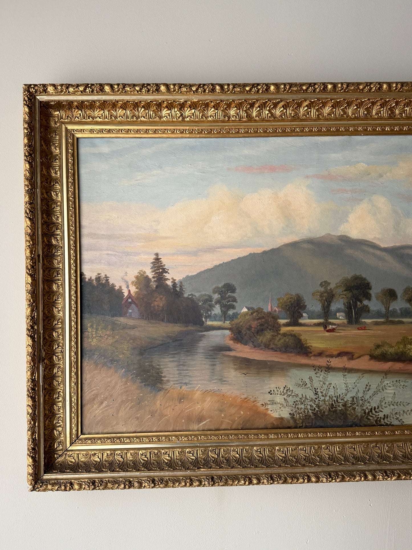 American Hudson River School landscape. Signed 1889